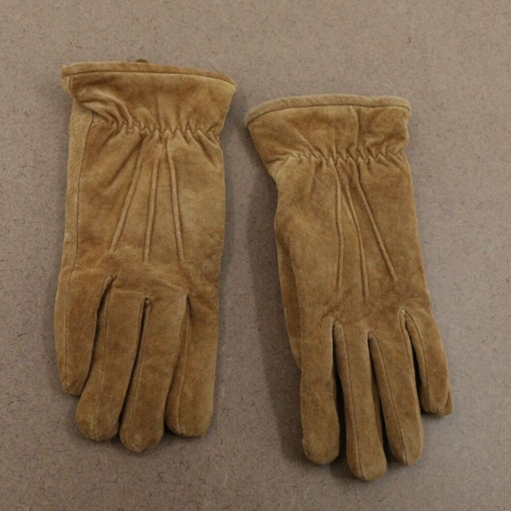 Isotoner Womens Brown Suede Leather Gloves Size Medium 88317
